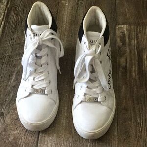 Guess White and Black Ankle Boots